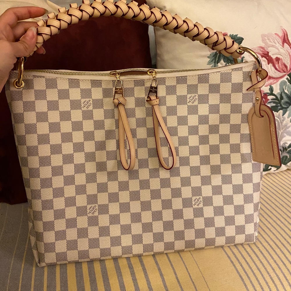 Louis Vuitton Cream and Tan Hobo Bag